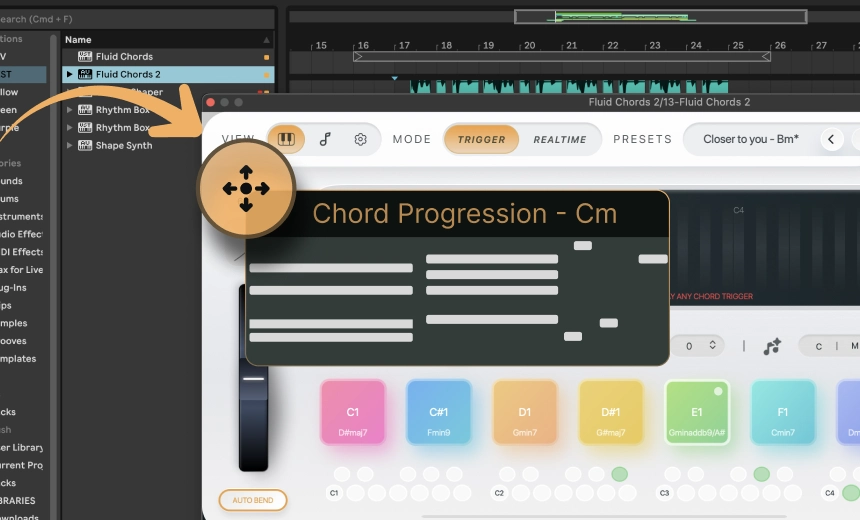 Drag and drop MIDI chord progressions into Fluid Chords 2 for automatic key mapping.